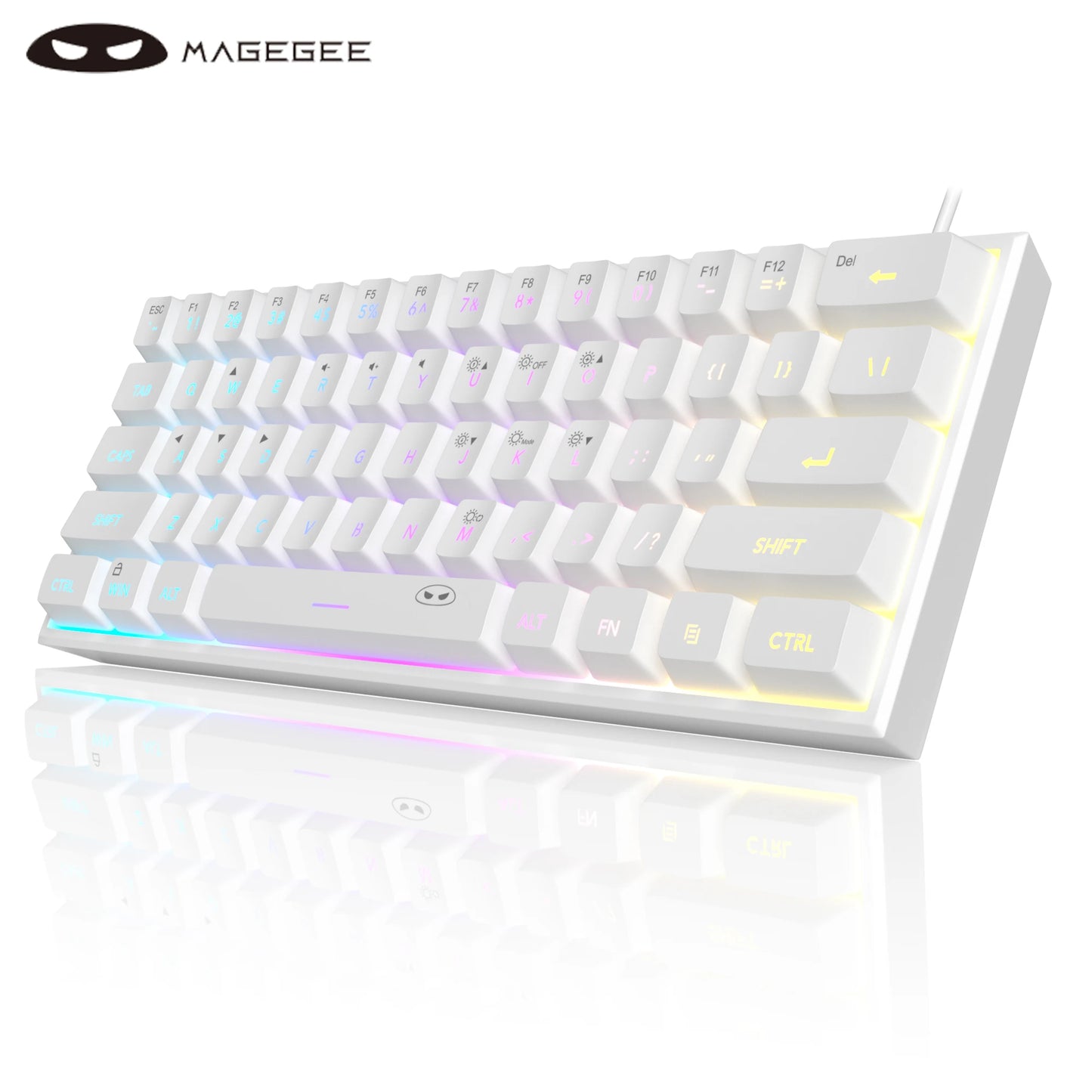 Mini 60% Gaming Keyboard, RGB Backlit 61 Key Ultra-Compact Keyboard, TS91 Ergonomic Waterproof Mechanical Feeling Office