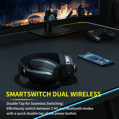 BINNUNE 2.4Ghz Wireless Gaming Headset with Mic for PS5 PS4 PC Mac Playstation Bluetooth Gaming Headset with Microphone